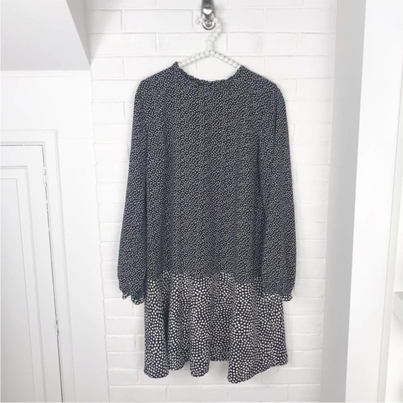 LOFT Polka Dot Ruffle Trim Career Dress Size L - Picture 1 of 7